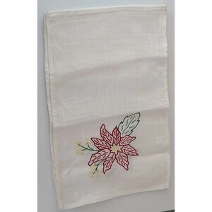 Set Of 4 Table Cloth Napkins With Christmas Flower Motif For Hand‎ Embroidering